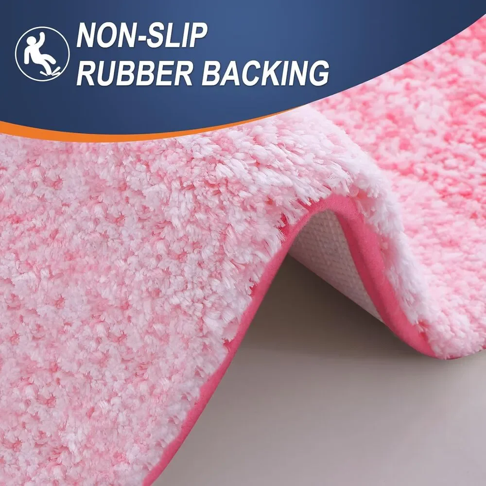 OLANLY Bathroom Rug Mat 24x16 Soft Absorbent Bath Non-Slip Plush Shaggy Pink